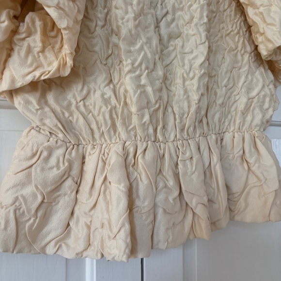 Ulla Johnson Babette Top in Creme Size 6 Puff Sleeve Bow Closure Classic Crinkle - Picture 14 of 17